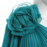 Marchesa Robe en soie turquoise