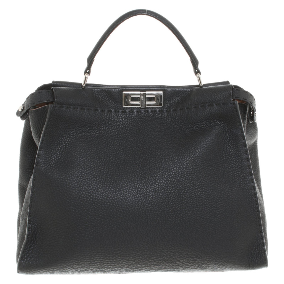 Fendi Peekaboo Bag aus Leder in Schwarz