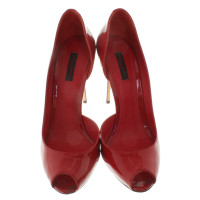 Dolce & Gabbana Lacquer leather peeptoes in red