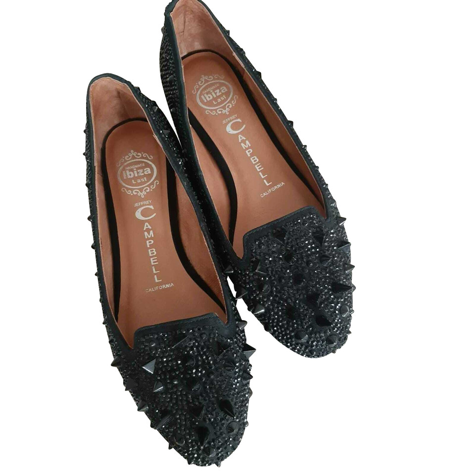 Jeffrey Campbell Slipper/Ballerinas aus Leder in Schwarz