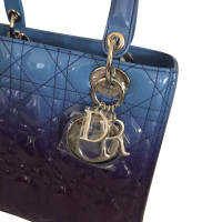 Christian Dior Lady Dior Medium Patent leather in Blue