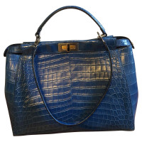 Fendi Peekaboo Bag Large aus Leder in Blau