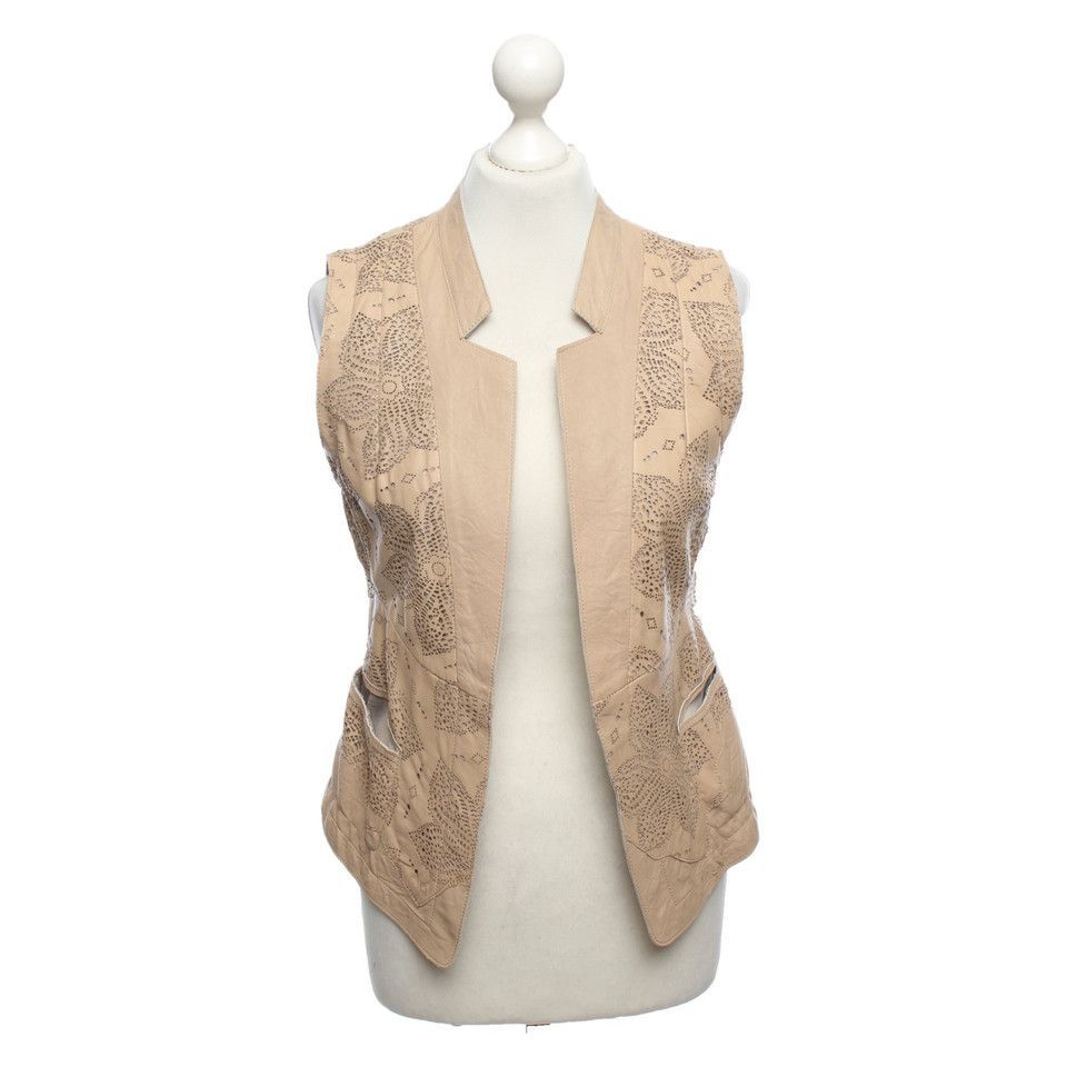 Marc Cain Gilet in Pelle in Beige