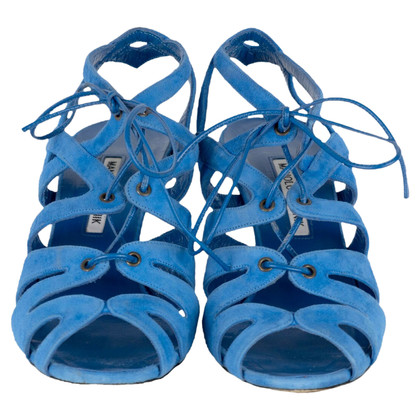 Manolo Blahnik Sandalen aus Wildleder in Blau