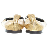 Brian Atwood Goldfarbene Ballerinas in Reptil-Optik