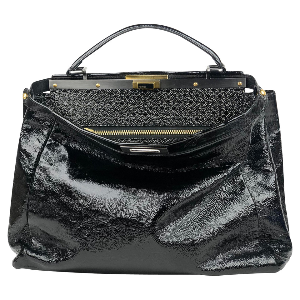 Fendi Peekaboo Bag Patent leather in Black