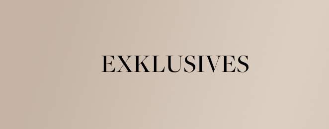'Exklusives' Schriftzug auf dunkel beigem Hintergrund